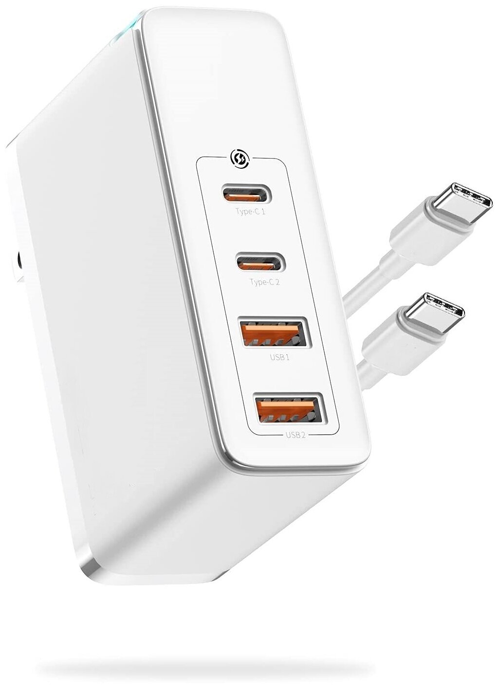 Сетевое зарядное устройство, быстрая зарядка GaN II 2 USB-C, 2 USB-A, PD3.0, QC3.0, PPS, 100 Вт + кабель USB-C 1,5 м, KS-is