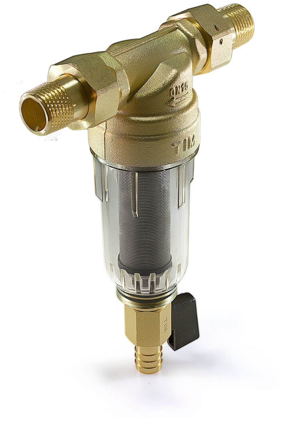 Фильтр механической очистки Tim JH-1004 муфтовый (НР/НР) латунь со сливом с манометром