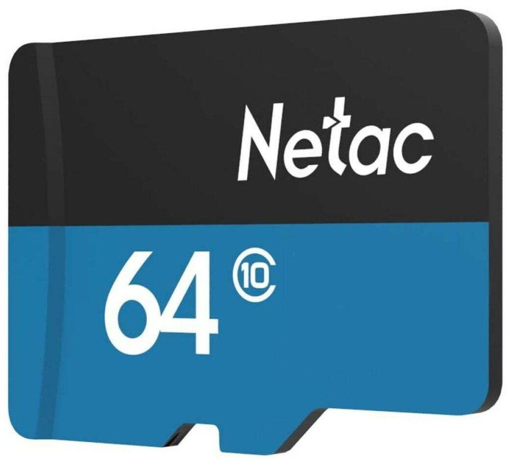 Карта памяти Netac MicroSD 64GB U1C10 80Mb/s+adp