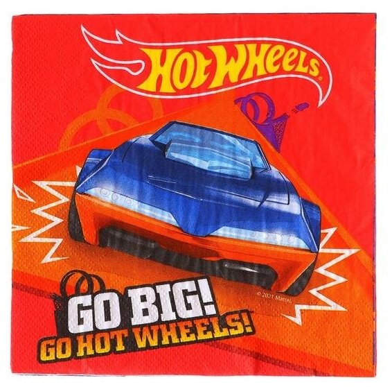 Салфетки бумажные ND Play Hot Wheels, трехслойные, 33х33 см, 20 шт (292794) - фотография № 1