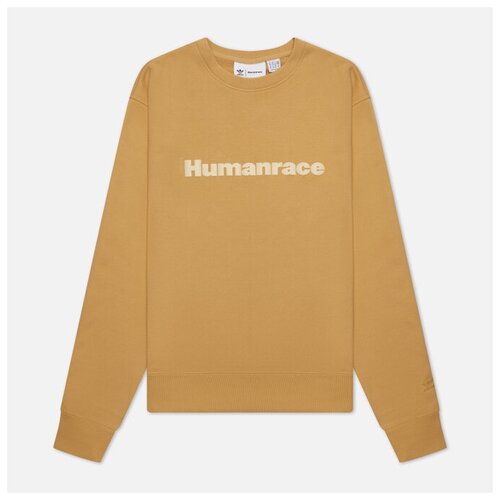 фото Мужская толстовка adidas originals x pharrell williams basics crew human race logo бежевый , размер s