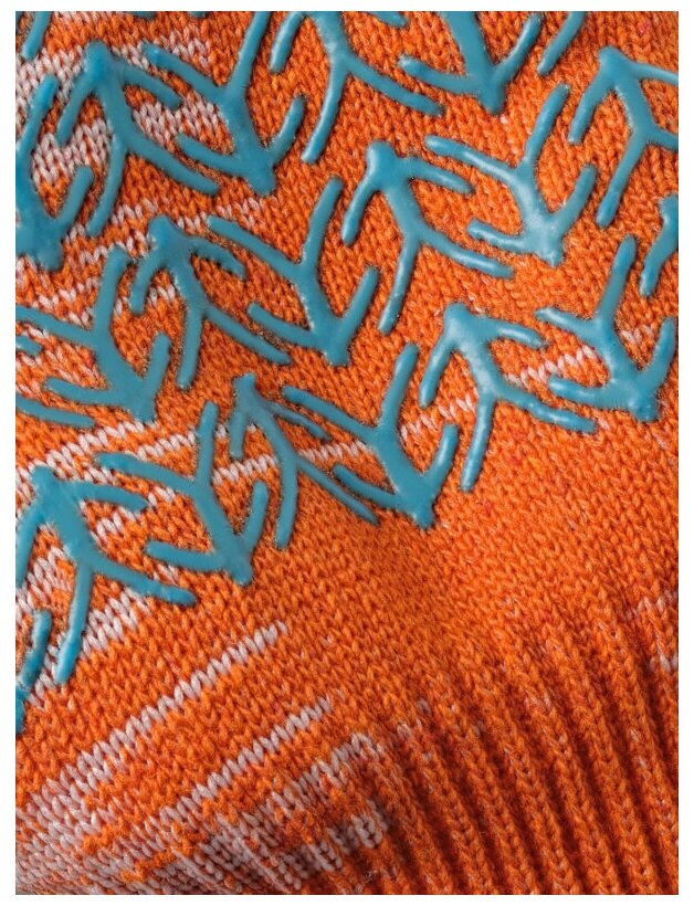 Перчатки х/б 10 класс вязки оранжевые плотные Елочка инд/уп - фотография № 4