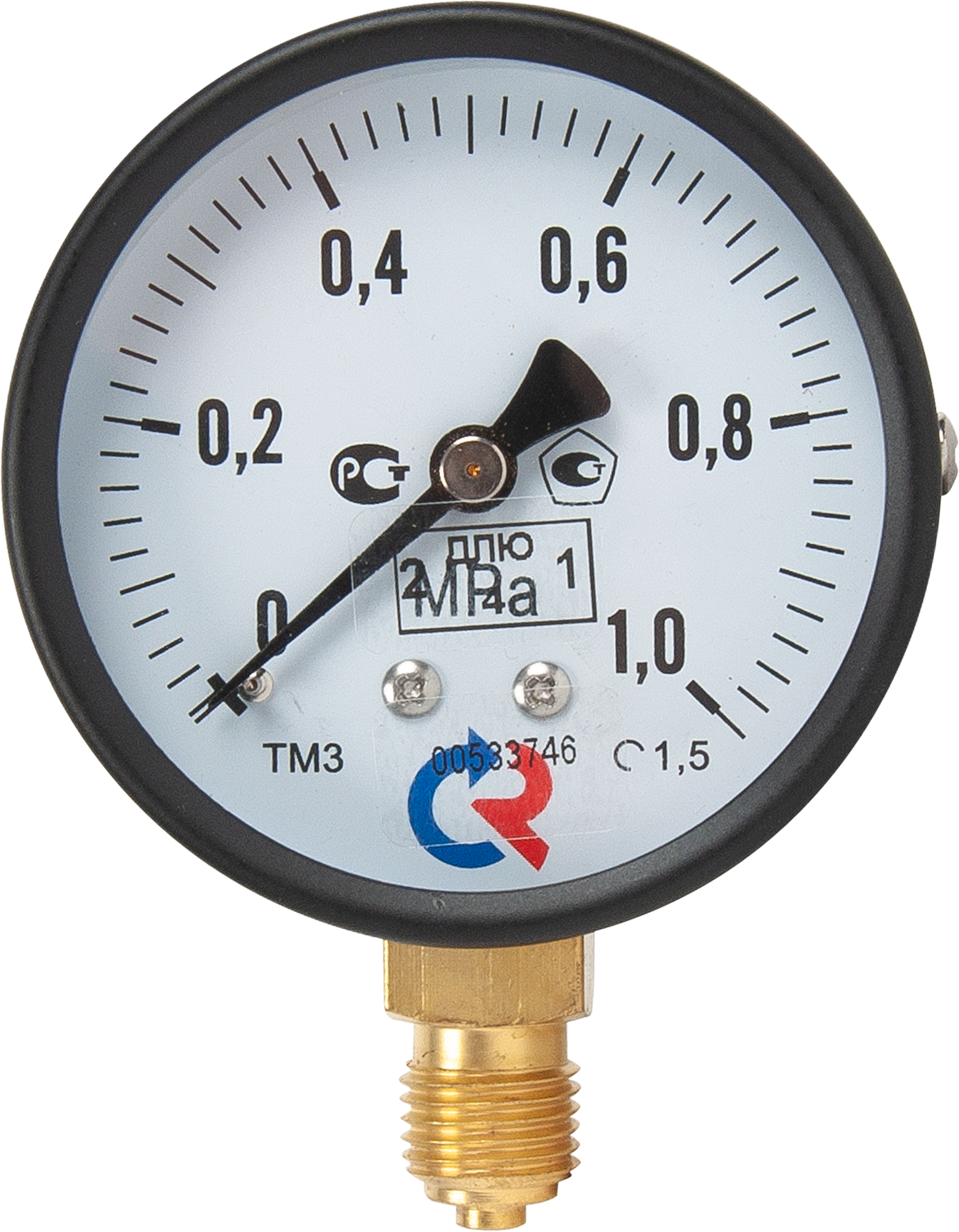 Манометр 63х1/4 10 бар ТМ-310Р Росма (нижнее радиальное подкл, корпус сталь, минстекло)