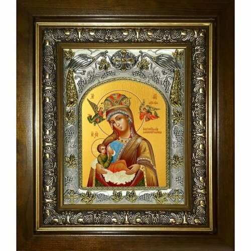 Икона Божья Матерь Млекопитательница, 14x18 см, в деревянном киоте 20х24 см, арт вк-3065