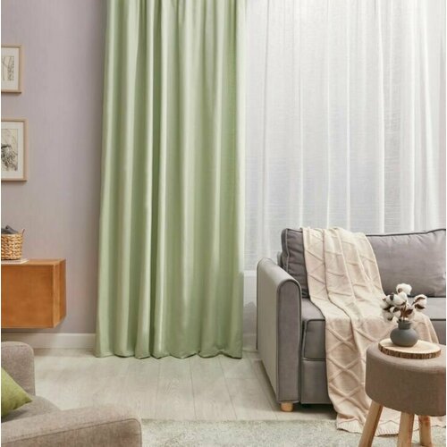 Штора на ленте Leya 200x280 см цвет зеленый