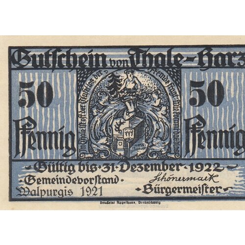 Германия (Веймарская Республика) Тале-ам-Гарц 50 пфеннигов 1921 г. (№2) (2) германия веймарская республика тале ам гарц 50 пфеннигов 1921 г 2 2