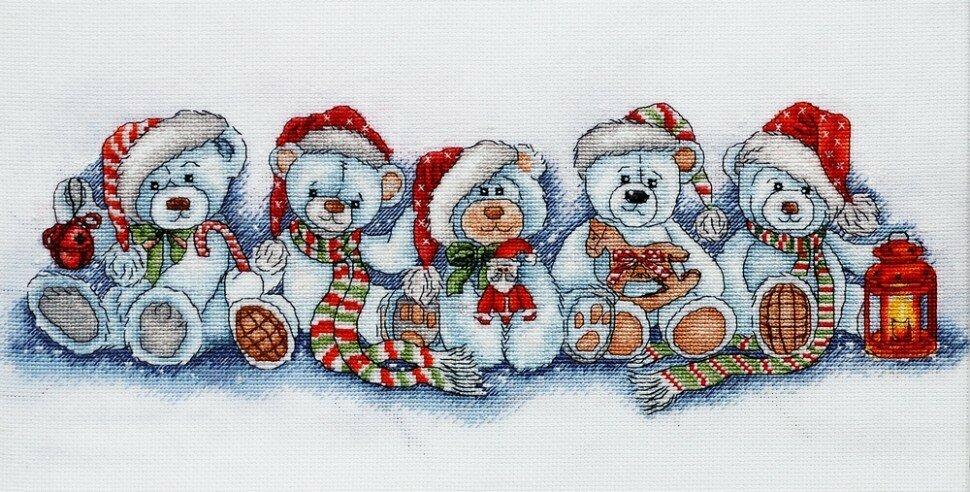 Рождественские мишки #1267 Alisena Набор для вышивания 39 x 14 см Счетный крест