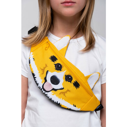 фото Сумка поясная муфтыши, фактура гладкая, желтый, оранжевый