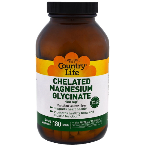 Country Life Chelated Magnesium Glycinate (Хелатный глицинат магния) 400 мг 180 таблеток