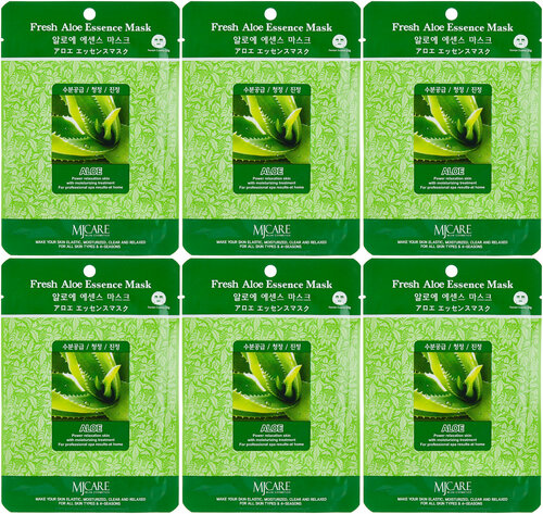 Mijin Маска тканевая для лица FRESH ALOE ESSENCE MASK 25 мл, 6 шт