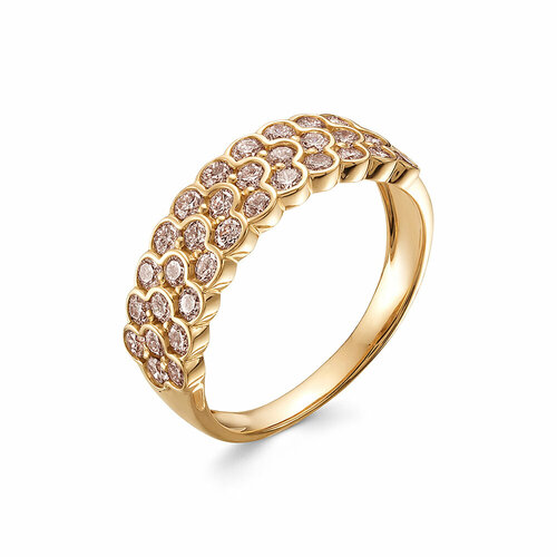 Кольцо Vesna jewelry, красное золото, 585 проба, родирование, бриллиант, размер 17, коричневый