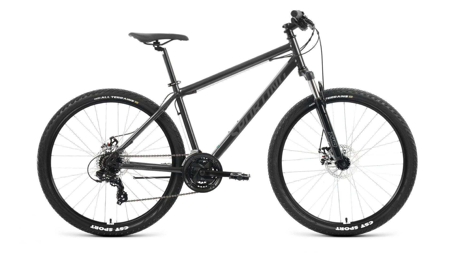 Велосипед 29 FORWARD SPORTING 2.0 (DISK) (8-ск.) 2023 (рама 17) черный/темный/серый