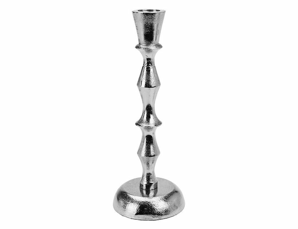 Канделябр брутале семпличе под 1 свечу, никелированный алюминий, серебряный, 20 см, Koopman International