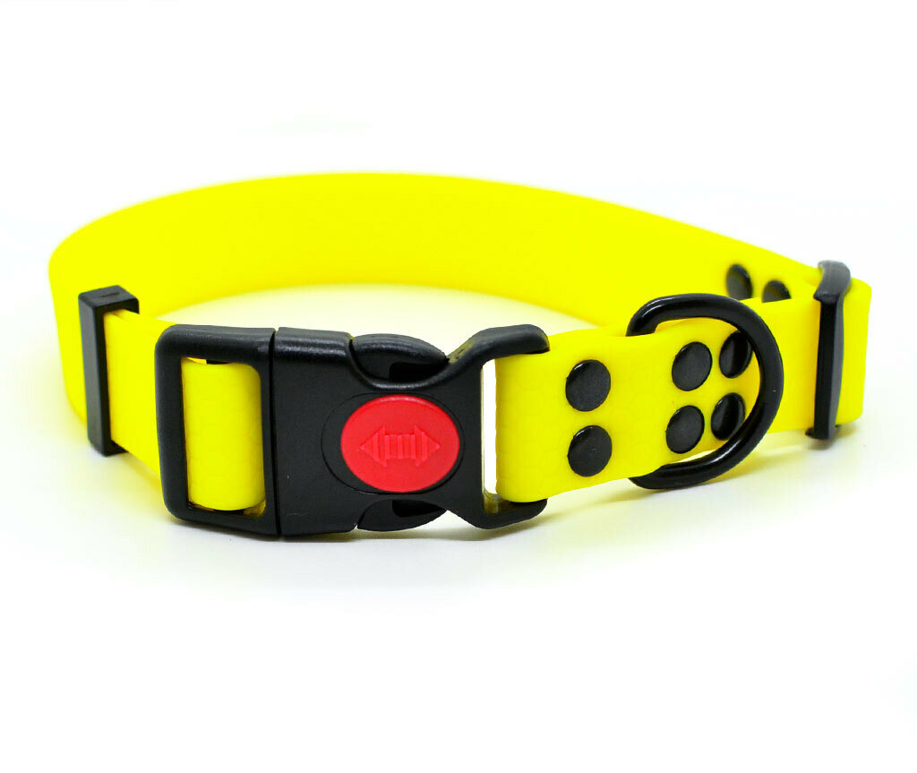 фото Ошейник из биотана 22-34 см (XS+), 25 мм , Woofy "Iron", для маленьких собак, водостойкий, желтый