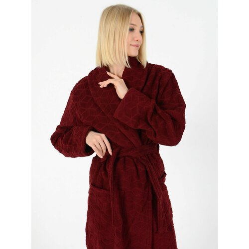 фото Халат dreamtex, размер 40-42, бордовый