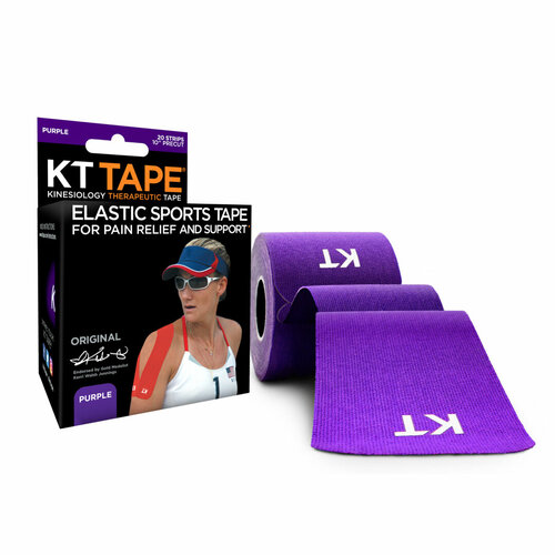 фото Кинезиотейп kt tape original, хлопок, 20 полосок, 25 х 5 см, цвет фиолетовый