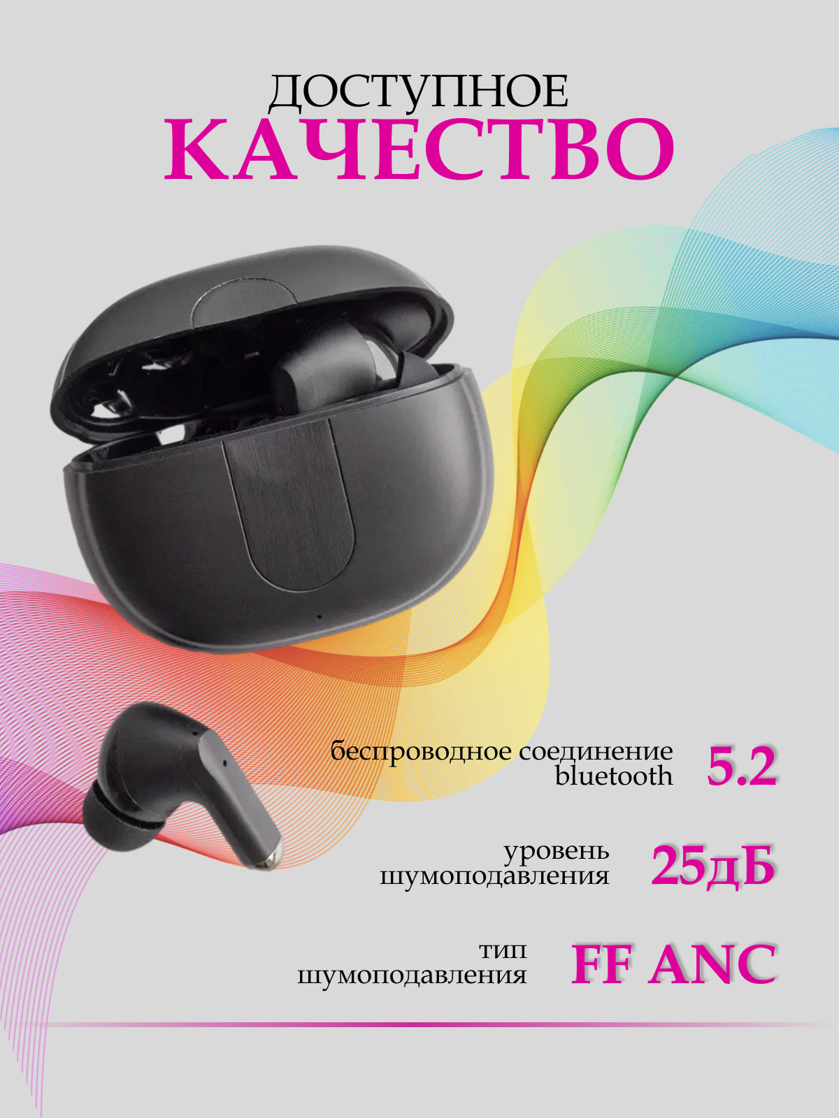 Наушники OLMIO беспроводные TWE-20 ANC+ENC, True Wireless, black - фото №4