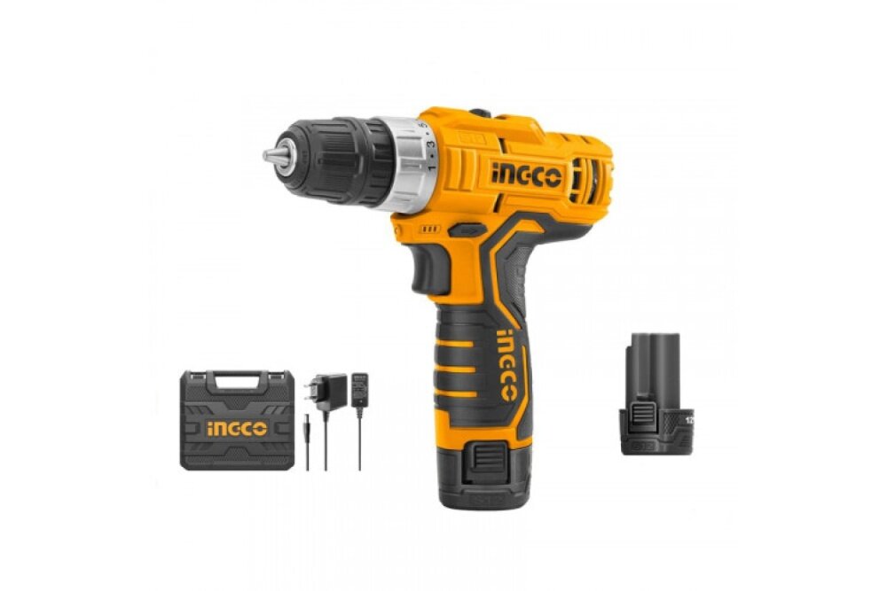 фото Акк. шуруповерт INGCO CDLI1232, 12В Li-Ion, 2х1,5Ah, 20Нм, патрон 10 мм, подсветка, чемодан CDLI1232 (Артикул: 4100017124)