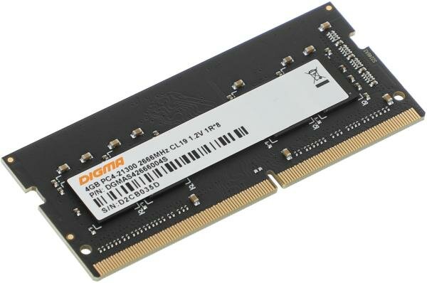 Оперативная память Digma DGMAS42666004S DDR4 - 4ГБ 2666, SO-DIMM, Ret