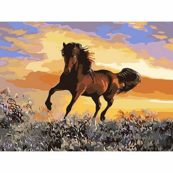 Картина по номерам на холсте с подрамником "Грациозный бег коня", 40 x 30 см