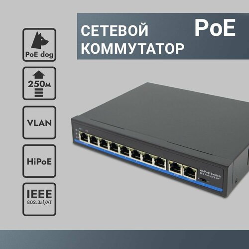 Коммутатор PoE GF-AC0820PoE apn sx10p amatek уличный11 портовый коммутатор hipoe poe до 120вт