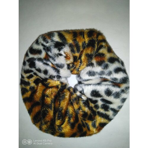 Резинка для волос леопардовая плюшевая из коротковорсового меха