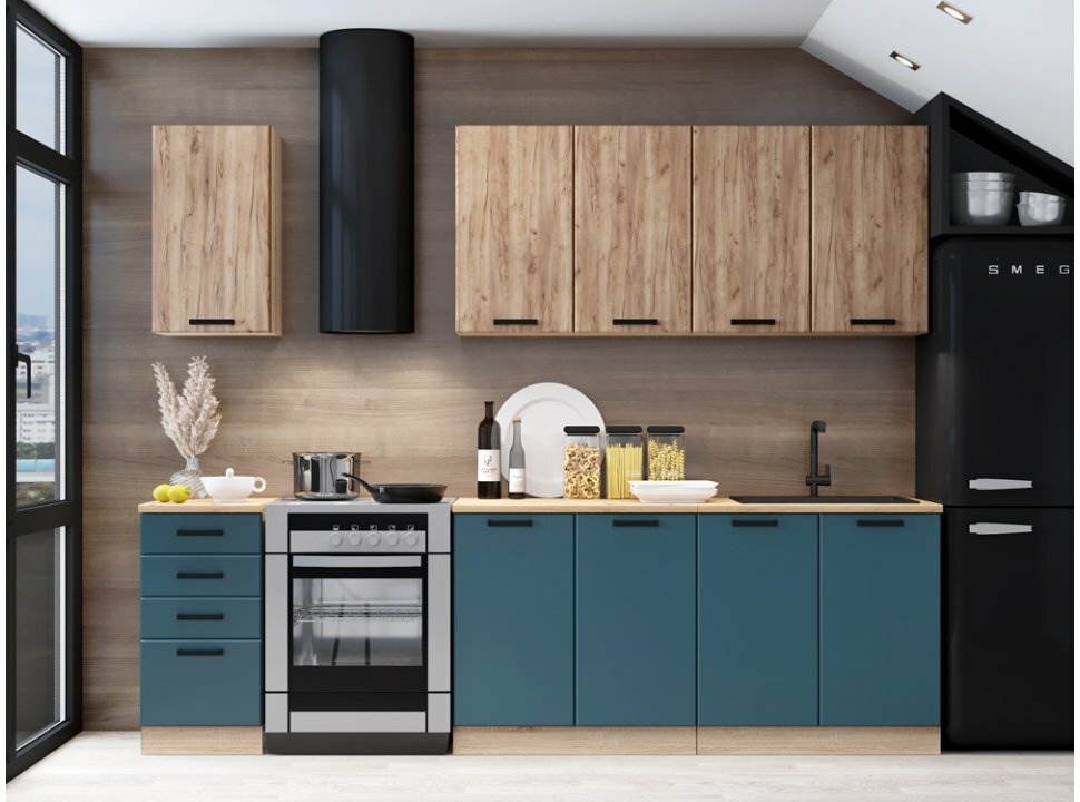 фото Кухня "Настя" 2,0 м - Дуб крафт табачный / Бриз