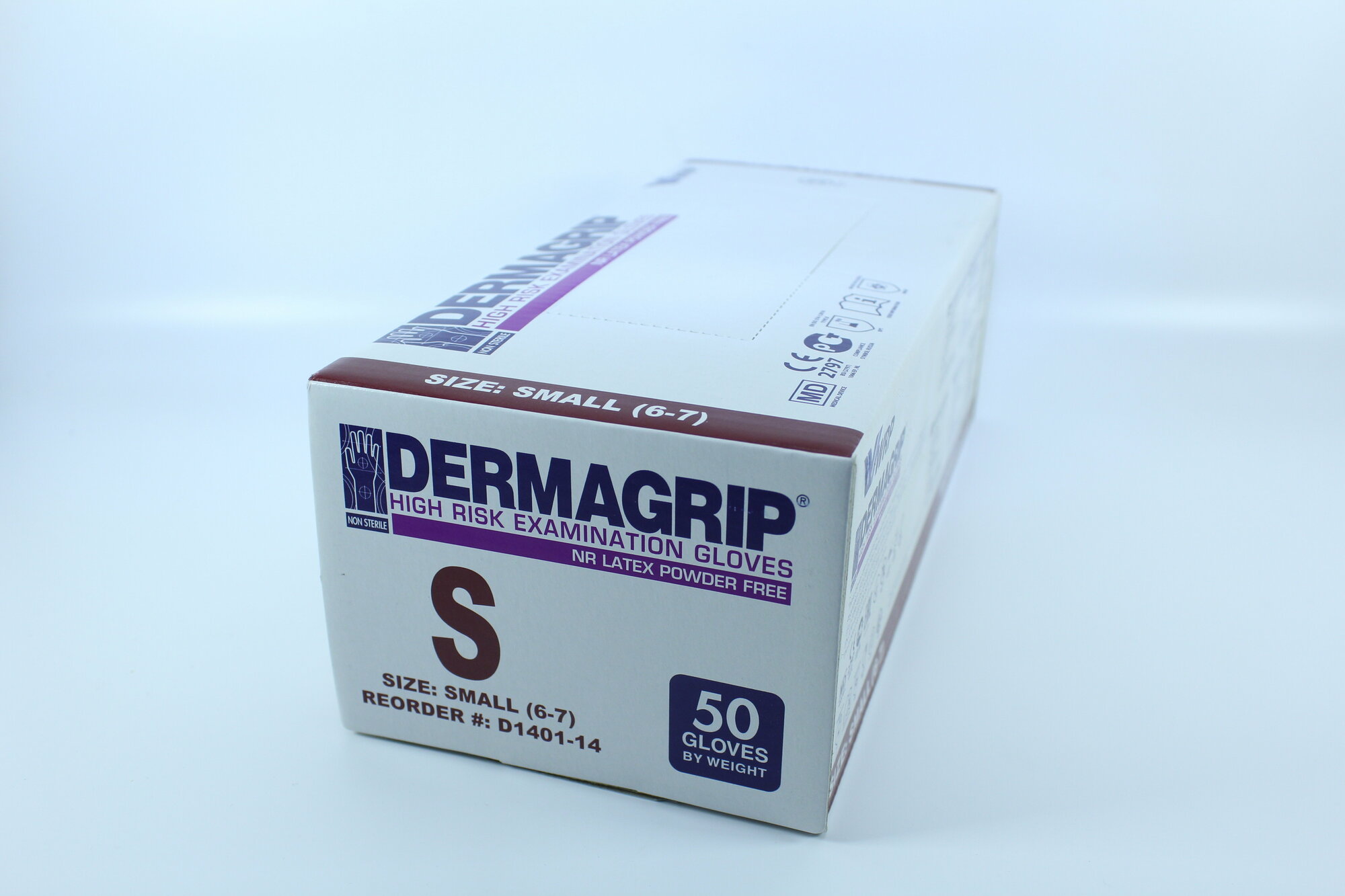 Перчатки Dermagrip HIGH RISK латексные неопудренные S 25 пар ( 50 штук)
