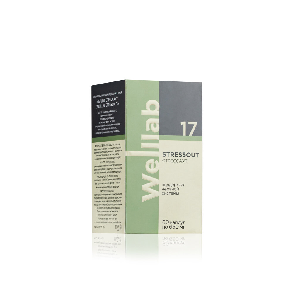 Изображение БАД для нервной системы Welllab STRESSOUT PHYTO, 60 капсул