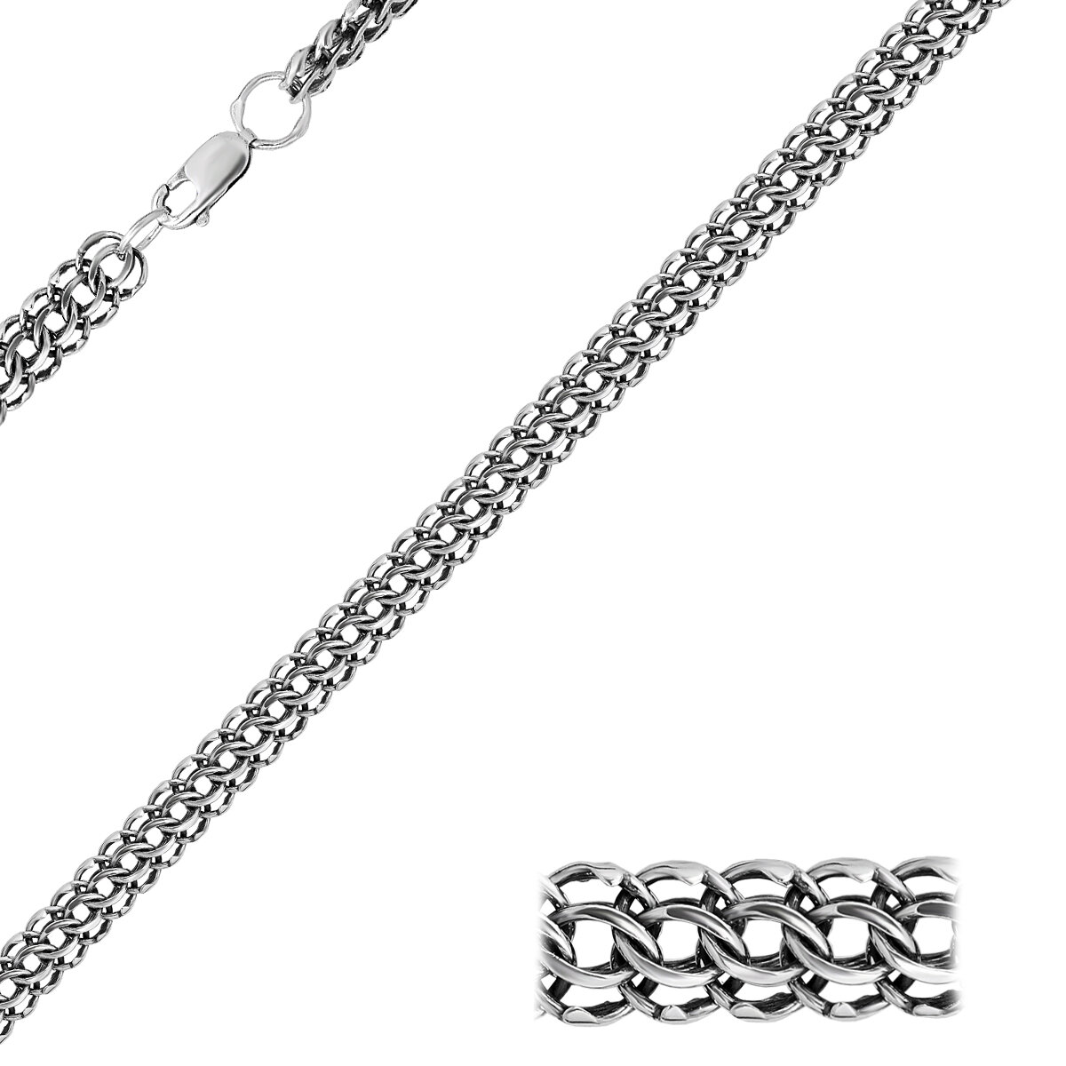 Цепь AZADE, серебро, 925 проба, оксидирование, длина 50 см, средний вес 38.5 г, , серебряный