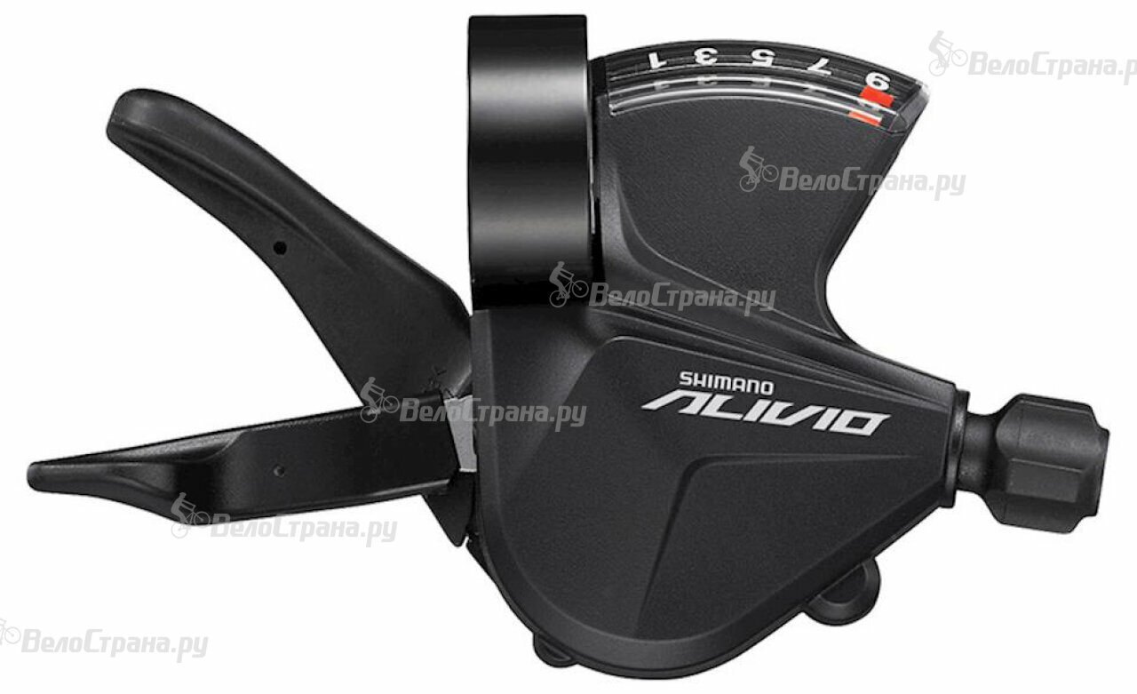 Шифтер Shimano Alivio, M3100-R, правый, 9 скоростей, на хомут, c индикатором, трос 2050 мм Черный