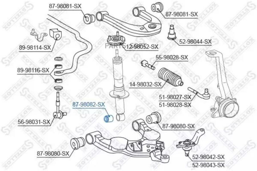 STELLOX 8798082SX 87-98082-SX_сайлентблок амортизатора нижн!\ Toyota 4 Runner RZN18#/VZN18# 95-02