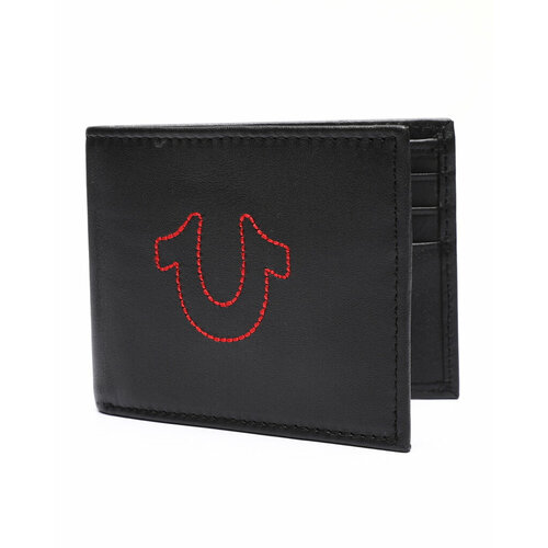 Бумажник True Religion Contrast, фактура матовая, тиснение, черный