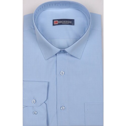 Рубашка Голубая мужская рубашка прямой крой, длинный рукав, карман, размер 40/41 L, голубой рубашка мужская голубая рубашка 100% хлопок прямой крой длинный рукав ткань оксфорд с карманом размер 40 41 голубой