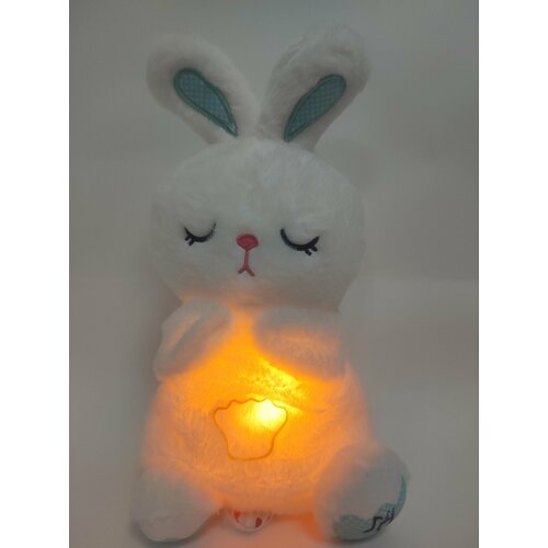 Плюшевый дышащий Зайчик со светом 30см