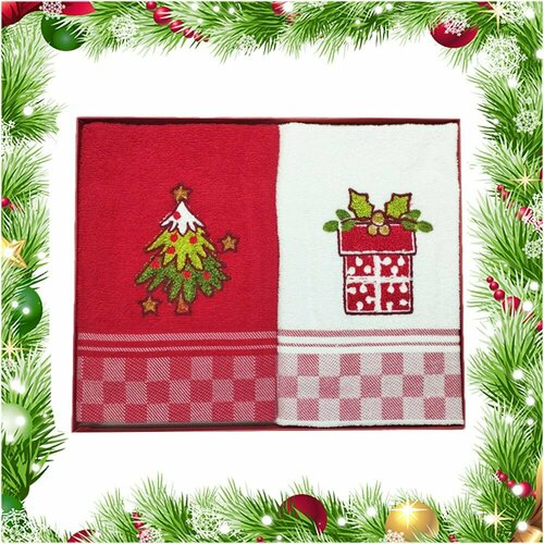 Набор новогодних кухонных полотенец 50х70 см - 2 штуки Vingi Ricami 3520₽