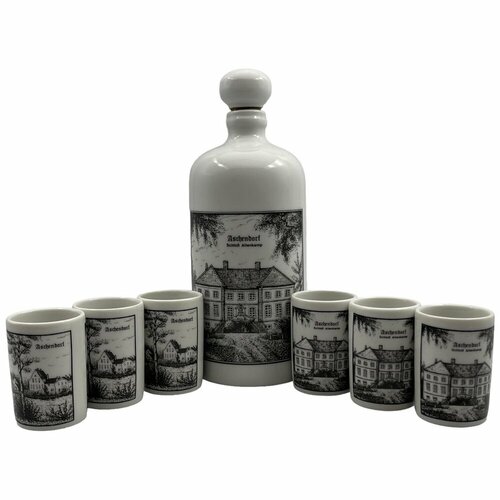 Штоф Городские сцены Aschendorf со стопками 6 шт фарфор 1960-1970 гг Altenkunstadt Германия 9471₽