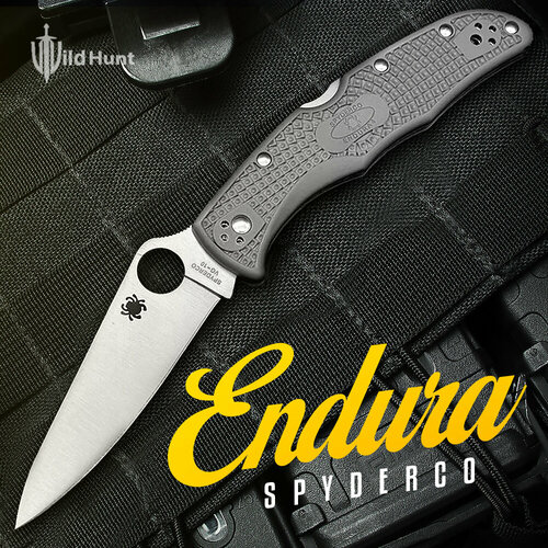 нож складной походный туристический spyderco black спичка Туристический складной нож Spyderco Endura 4 Flat Grey