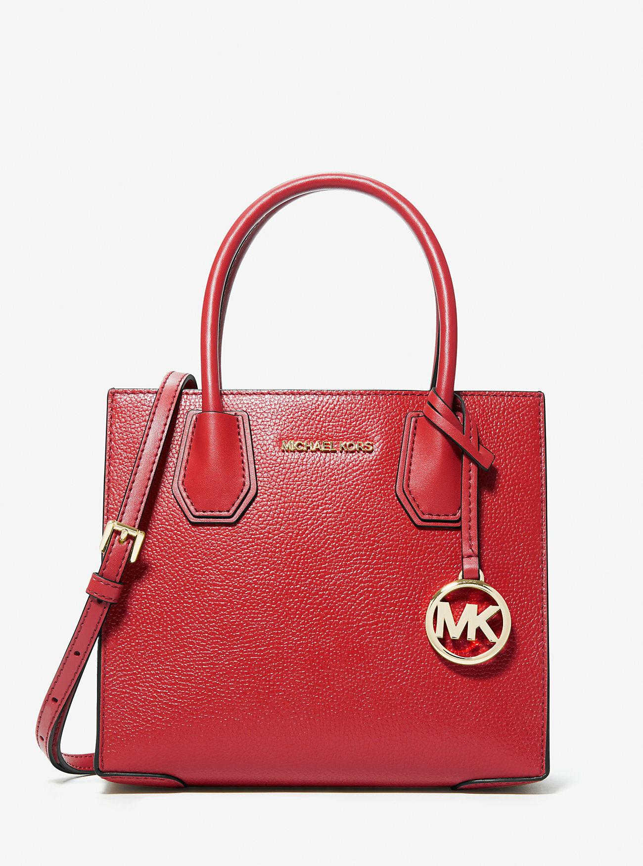 фото Сумка кросс-боди MICHAEL KORS Женская сумка из натуральной кожи классическая черная с золотой фурнитурой Michael Kors Mercer Medium Pebbled Leather Crossbody Bag Black Gold 35S1GM9M2L