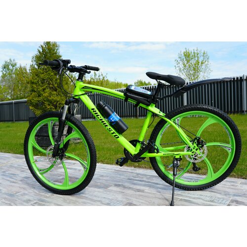 Велосипед Richiesto 26 колёса литые Алюминиевые диски Рама 18 Горный Взрослый Подростковый Спортивный салатовый 2770000₽