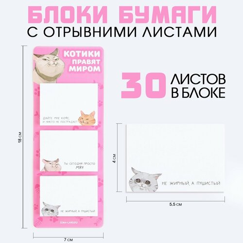 Блоки бумаги с отрывными листами 30 л Котики 262₽