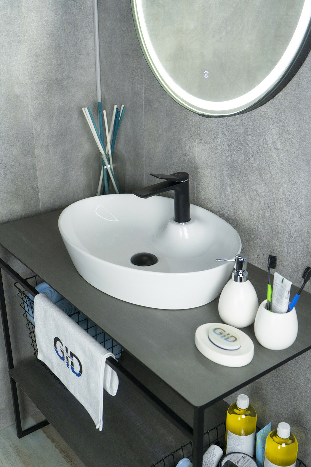 Накладная белая раковина 550x400 мм для ванной Gid N9436 с отверстием для смесителя