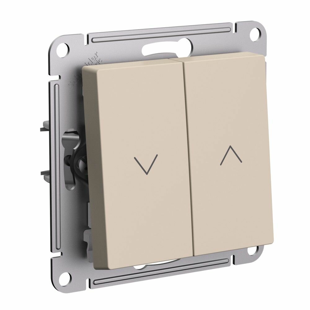 фото Systeme Electric AtlasDesign Песочный Выключатель 2-клавишный жалюзи, 10А, механизм, арт. ATN001219
