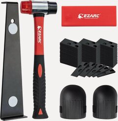Изображение товара Набор для укладки ламината и паркетной доски EZARC (молоток, планка, стяжка, клинья, наколенники)