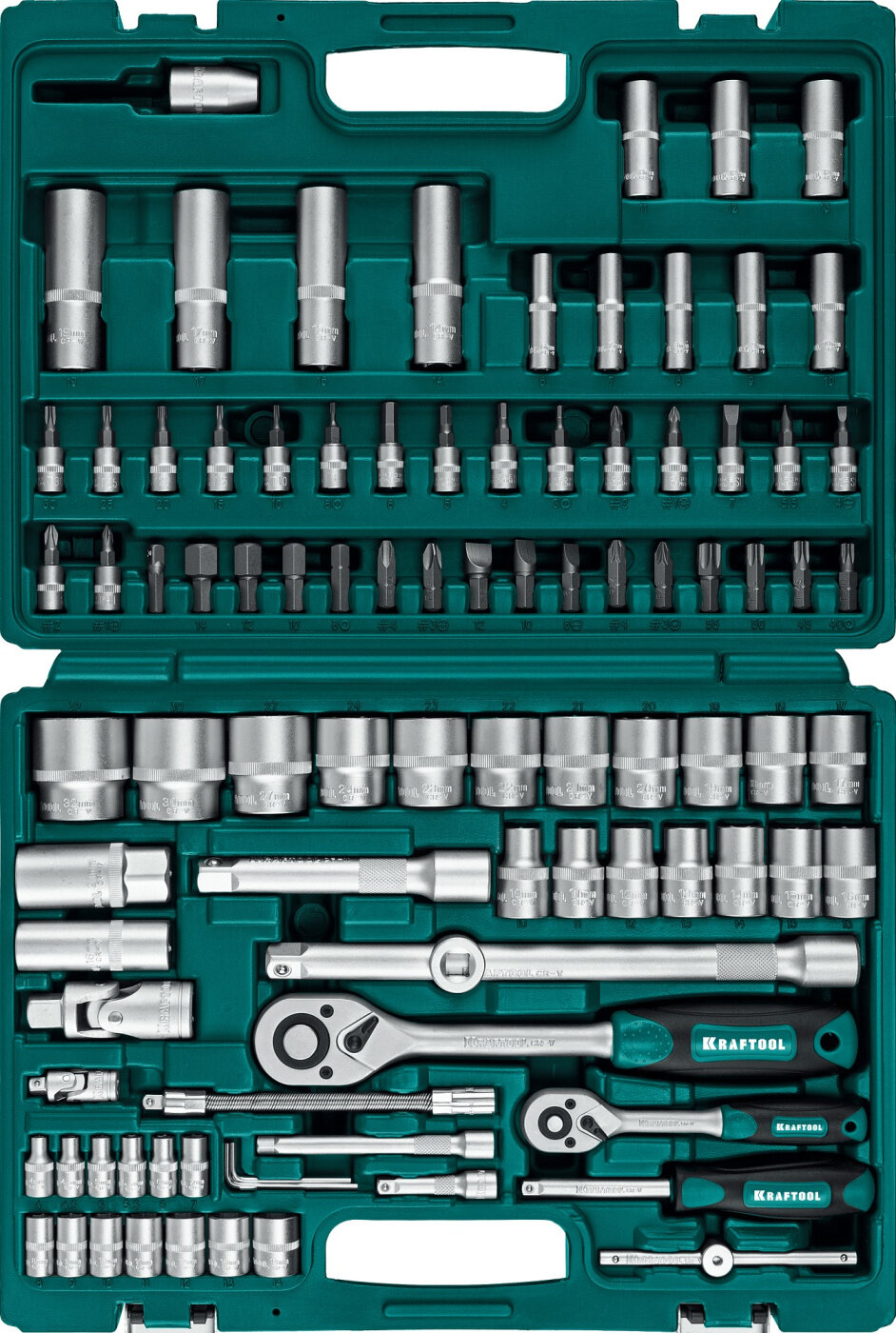 KRAFTOOL X-Drive 94, 94 предм, (1/2″+1/4″), универсальный набор инструмента (27883-H95)