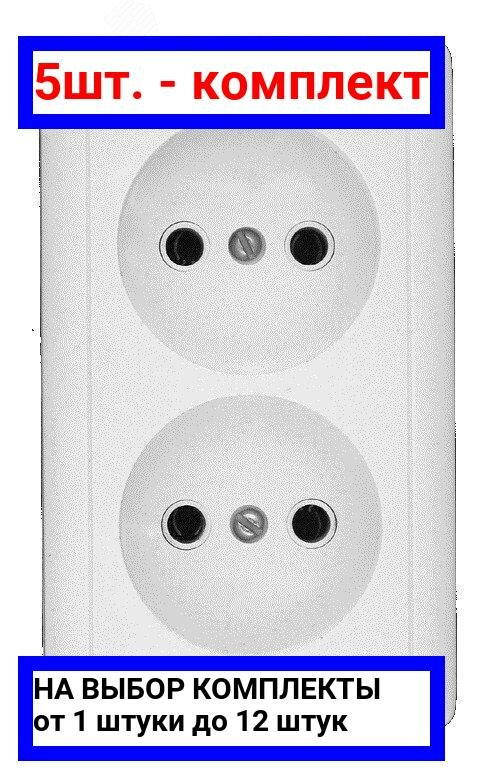 5шт. - ХИТ Розетка двойная наружная белая без заземления и шторок 16А 250В / Systeme Electric; арт. RA16-237-B; оригинал / - комплект 5шт