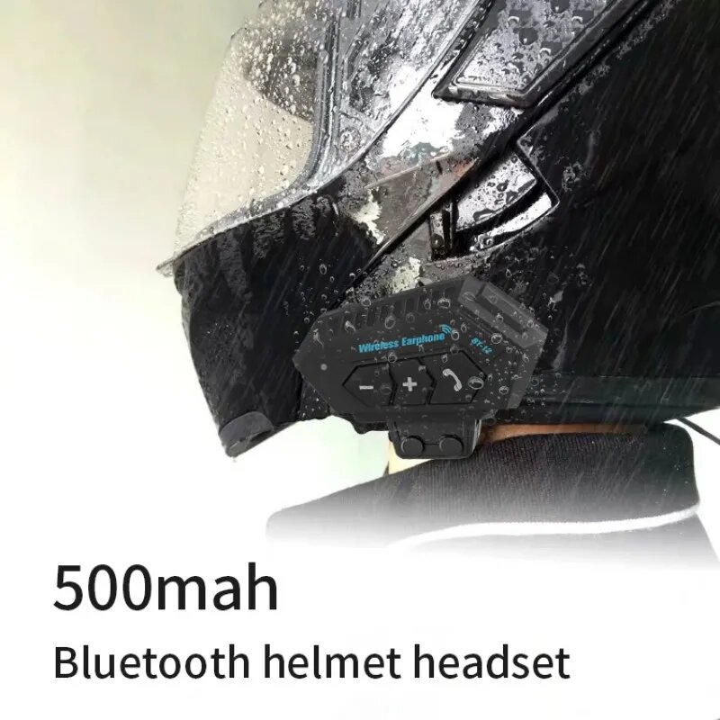 Беспроводная bluetooth-гарнитура BT12 для мотоциклетного шлема, с шумоподавлением, bluetooth V4.2, с микрофоном, Черный — фото 1