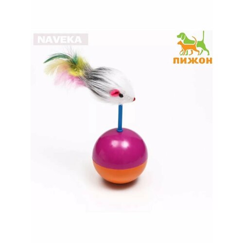 Мышь-неваляшка из натурального меха на шаре 11 х 5 см фиол 619₽