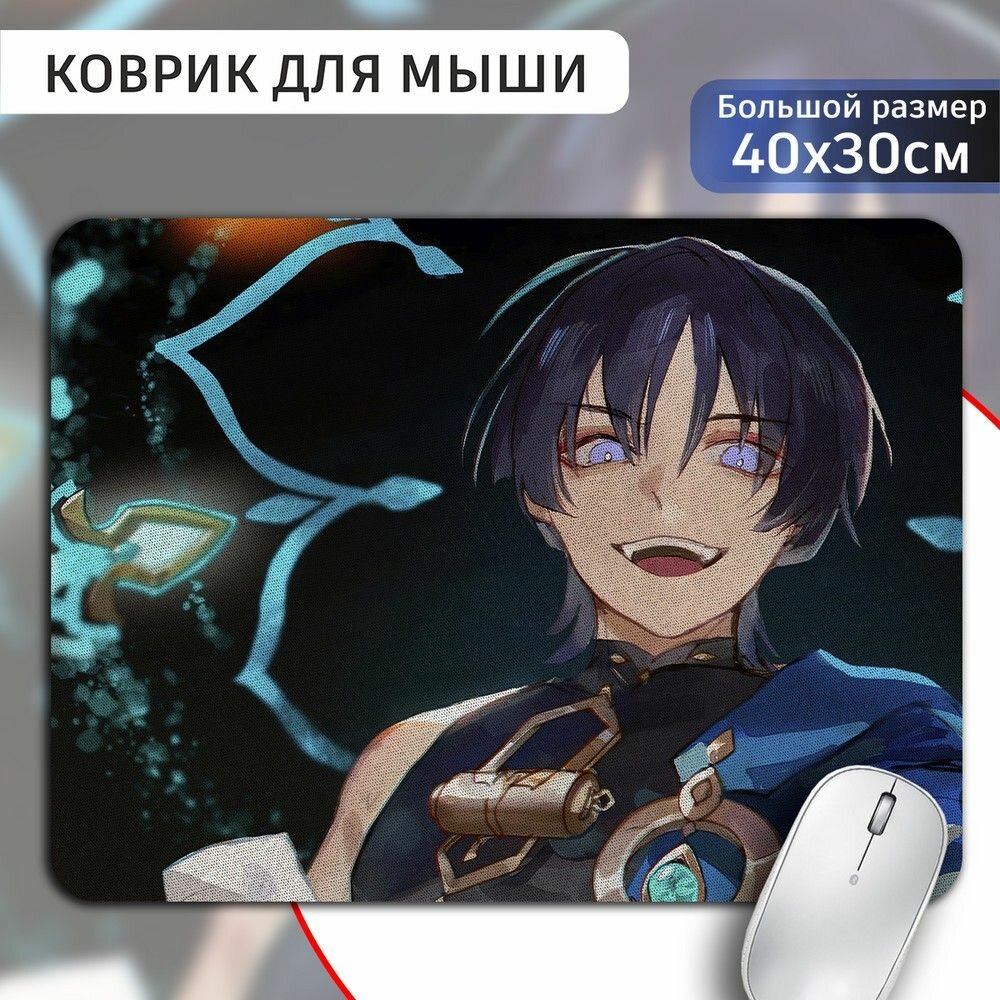 Коврик для мыши 30х40 с принтом игра Genshin Impact (Геншин импакт, Странник, Скарамучча, PS, Xbox, PC, Switch) - 513