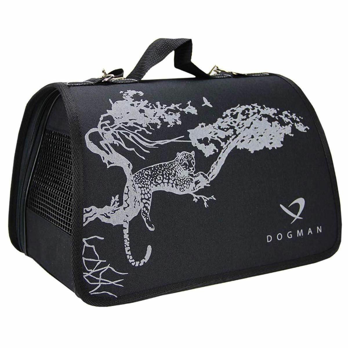 Переноска сумка DOGMAN Лира №2 для кошек и мелких пород собак, Сафари Черный, 40х25х24см
